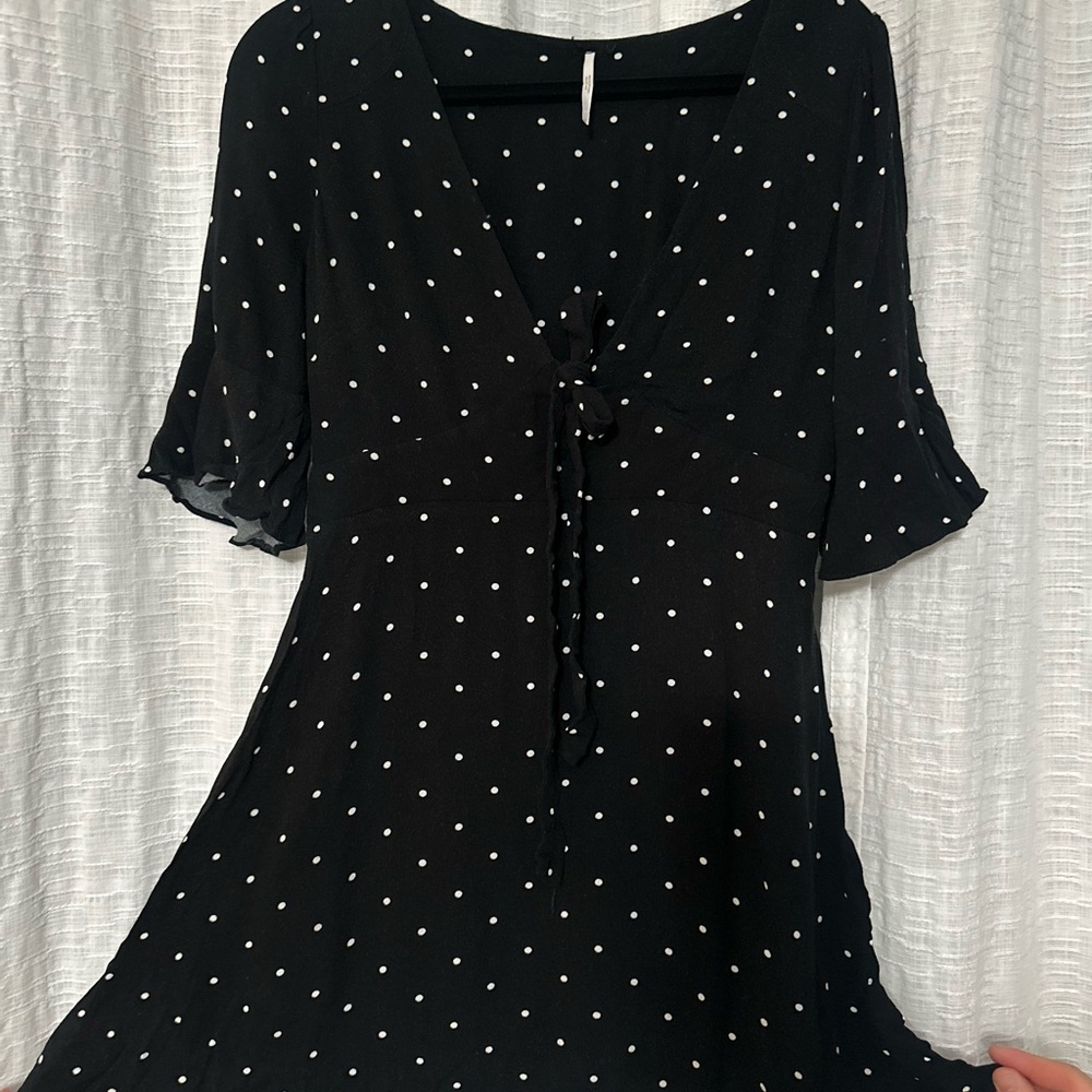 Free People Black and White Polka Dot Mini Dress